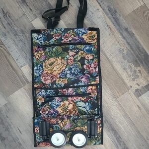 Floral Tapestry Rolling Handing Reusable Travel Tote Shopping Bag 23X13